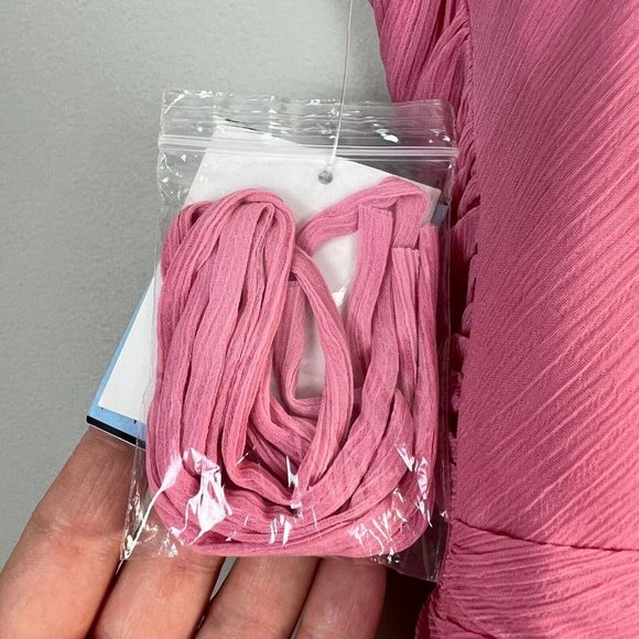 Davids Bridal Strapless Dress 12 Rosepetal Crinkle Chiffon Cascade Bridesmaid - Picture 10 of 13